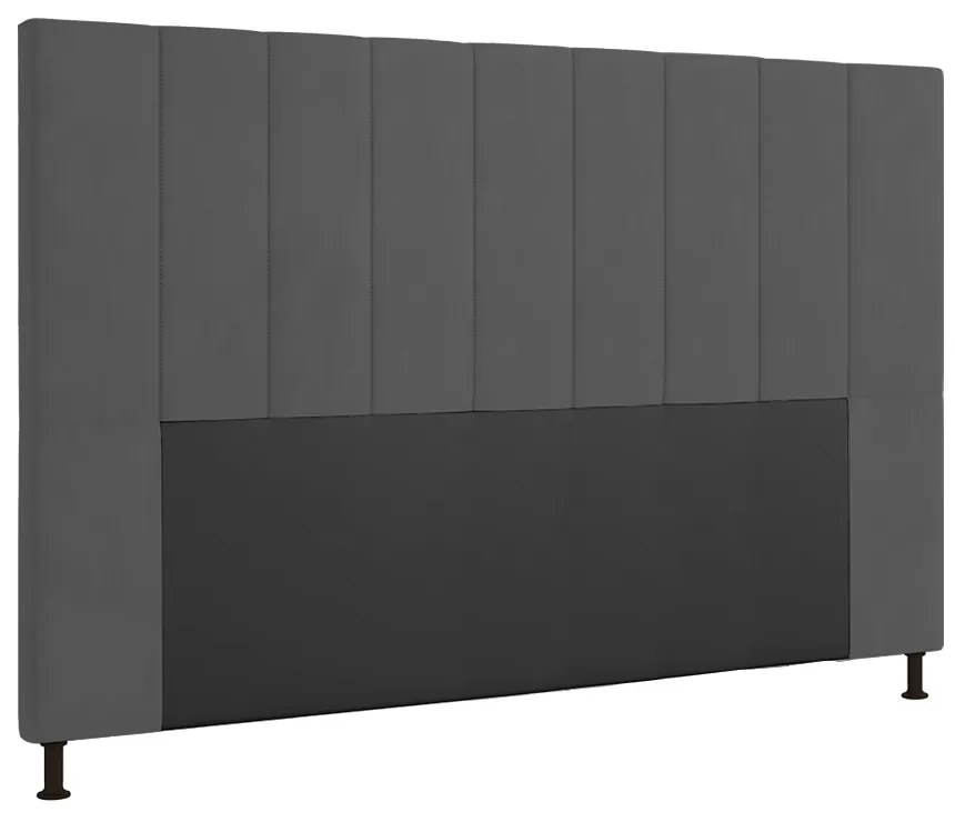Cabeceira Casal King Cama Box 195cm para Quarto Malibu Suede M11 - D'Rossi - Grafite