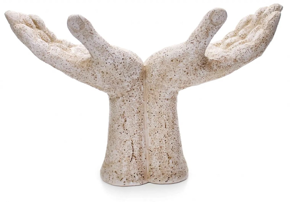 Escultura Decorativa Mãos Em Poliresina Branco 17x10 Cm - D'Rossi