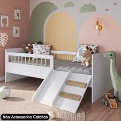 Cama Infantil Com Escorregador Lumiar C06 Branco - Mpozenato