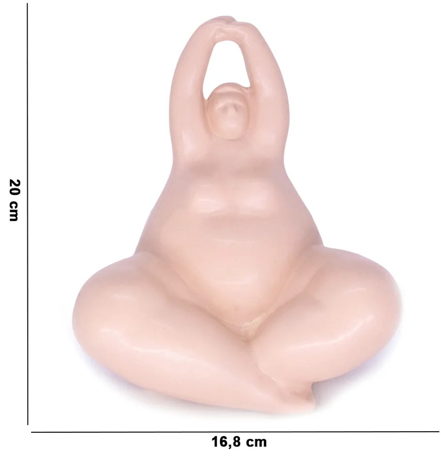 Enfeite Decorativo Yoga Rosa Em Cerâmica Estilo Nórdico 16,8 Cm - D'Rossi