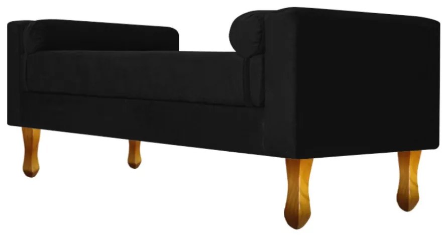 Recamier Félix King Size 195cm Suede Preto - ADJ Decor