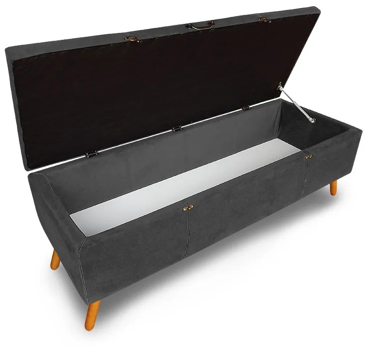 Cabeceira com Calçadeira Baú Casal Queen 160cm Caribe Suede Cinza - Sheep Estofados - Cinza