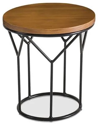 Mesa Lateral Redonda Stillus Baixa Tampo Mel Estrutura Aço Carbono Preta - 68553 Sun House