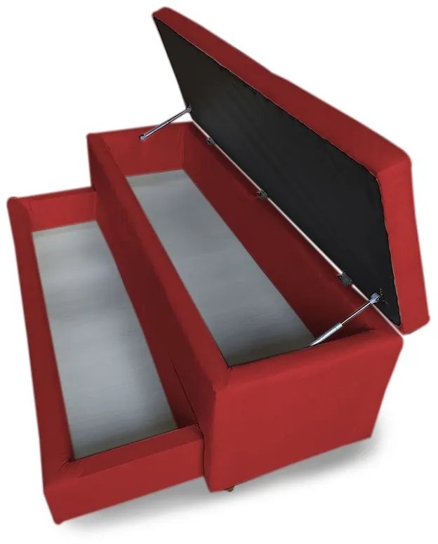 Calçadeira Baú com Sapateira Solteiro 90cm Paris Suede Vermelho - Sheep Estofados - Vermelho