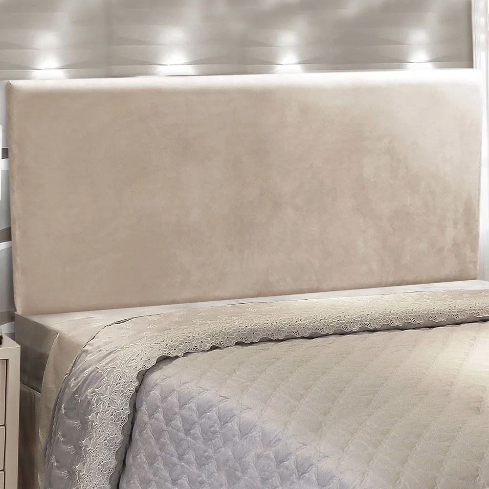 Cabeceira Painel Clean para Cama Box Casal 140 cm Suede M11- D'Rossi - Bege
