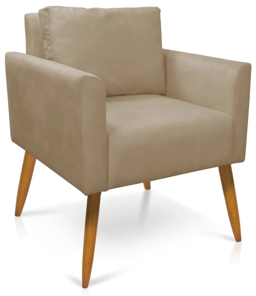 Poltrona Aline Suede Pés Palito Castanho D03 - D'Rossi - Marrom Rato