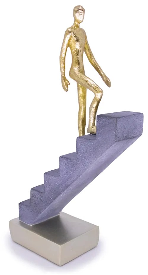 Escultura Decorativa Homem Escada Em Poliresina Dourado 16 Cm - D'Rossi