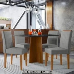 Mesa de Jantar Retangular 120cm 4 Lugares Zuma Ypê/Preto N02 - Mpozena