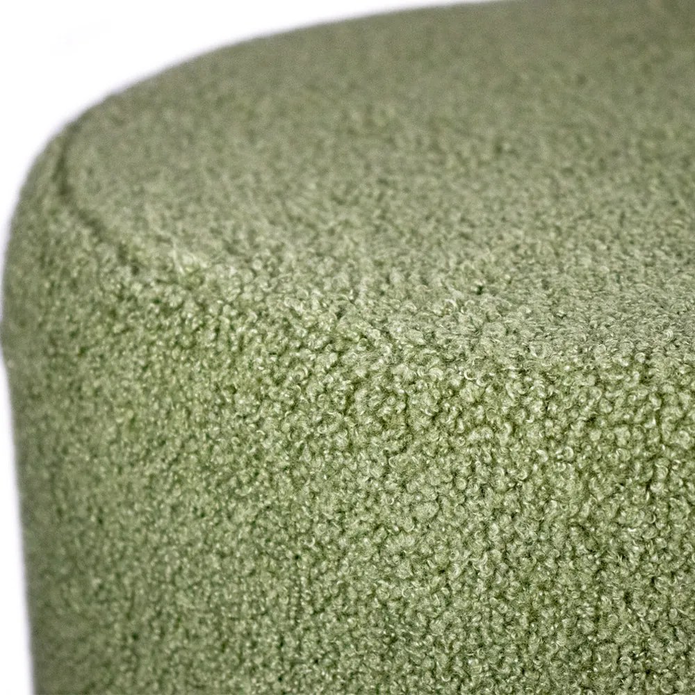 Puff Decorativo Redondo Base Dourada Lara Bouclê Verde 40 cm M02 - D'Rossi