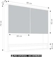 Armário de Banheiro Espelheira com 2 Portas Moscow Mel Z54 - Mpozenato