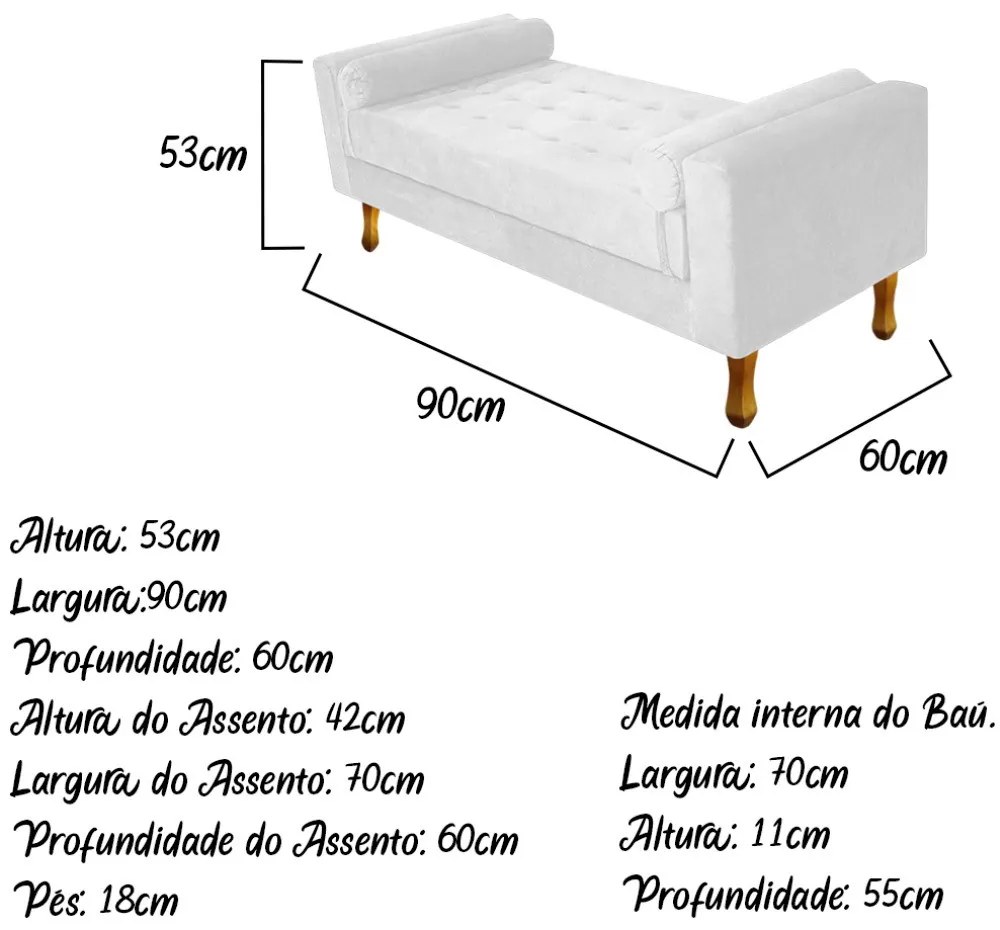 Recamier Félix Solteiro 90cm Suede Branco - ADJ Decor