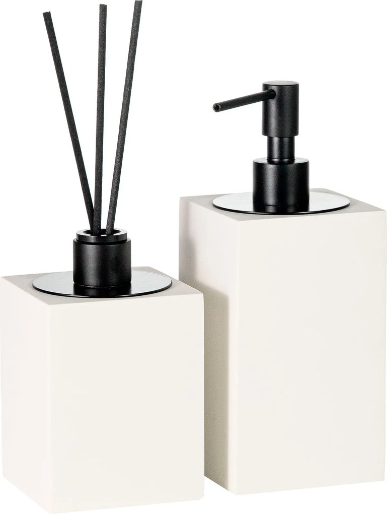 Conjunto Duo Lavabo Quadrado Resina - Off White Fosco - Black Matte  Off White Fosco - Black Matte