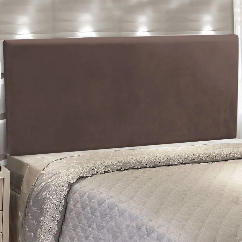 Cabeceira Painel Clean para Cama Box Casal 140 cm Suede M11- D'Rossi - Marrom