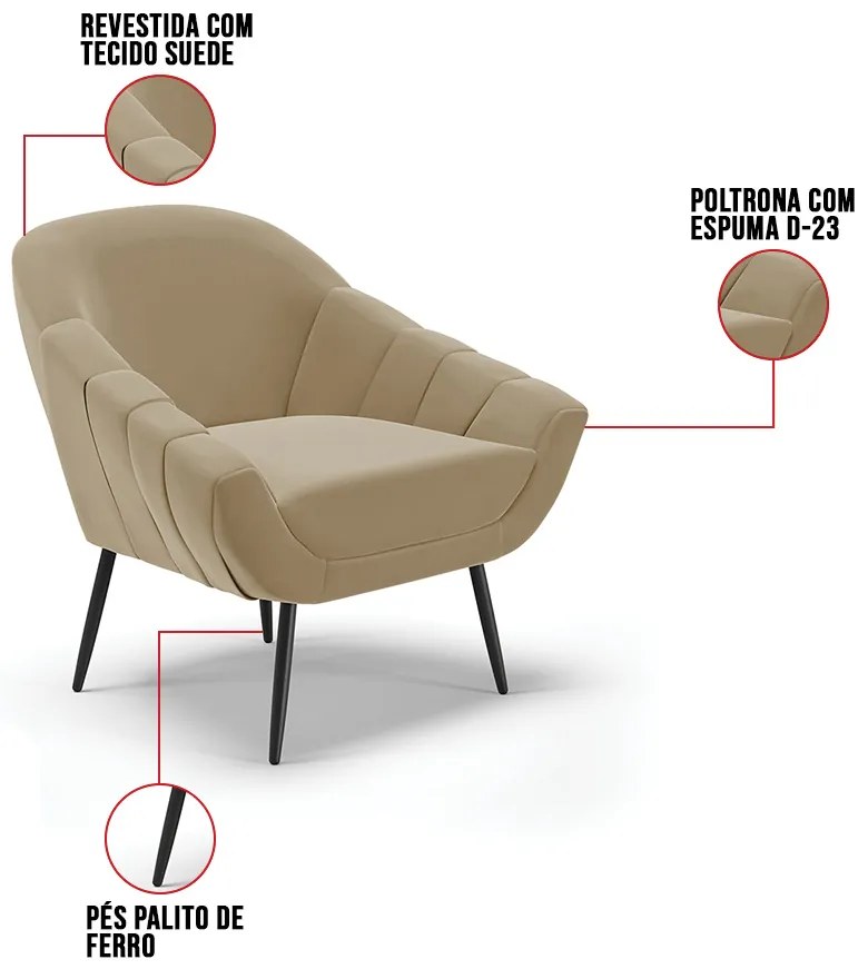 Kit 01 Namoradeira 02 Lugares e 02 Poltronas Giovana Suede Pés Palito De Ferro D01 - D'Rossi



 - Marrom Rato