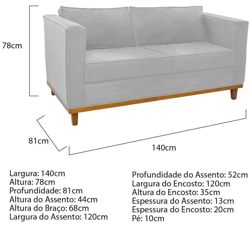 Kit Sofá 2 Lugares e Poltrona Europa Corano Branco ADJ Decor