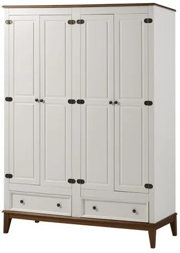 Armario Malibu 4 Portas e 2 Gavetas cor Branco com Amendoa 204 cm - 63668 Sun House