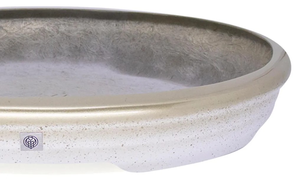Vaso Bacia Decorativo Osaka Branco Gold Viatnamita P 7x46x35 cm - D'Rossi