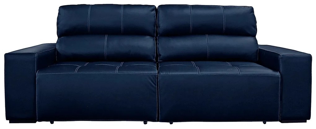 Sofá de Couro 2 Lugares Alabama 250cm USB M06 Cor Blue Bicolor 502 - ADJ DECOR