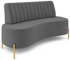 Sofá 2 Lugares 160cm Pés Aço Dourado Tamar Veludo Grafite Z08 - Mpozen
