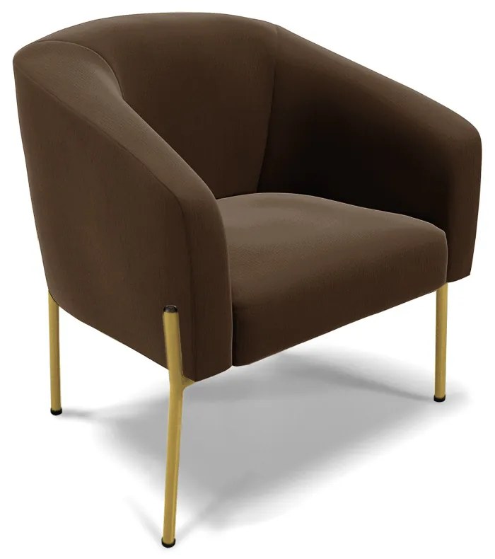 Sofá Namoradeira e Poltrona Pé de Ferro Dourado Stella Suede D03 - D'Rossi - Marrom