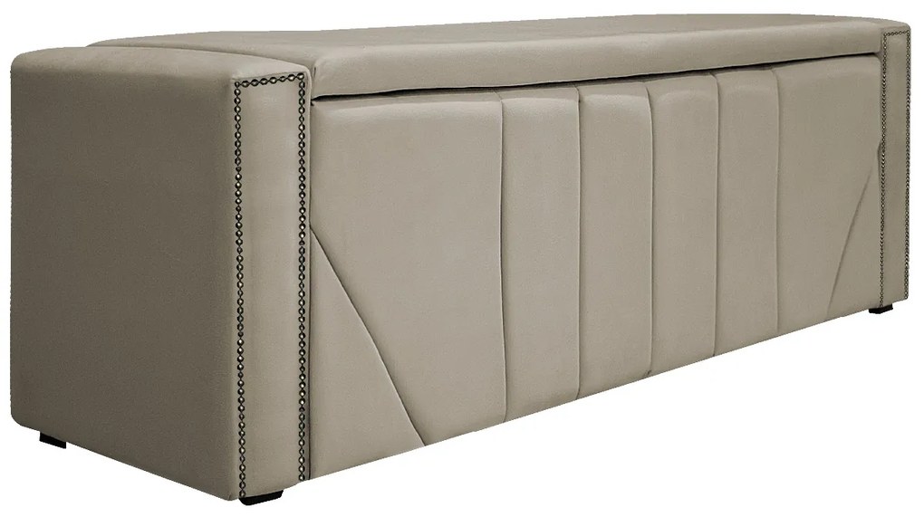 Kit Cabeceira e Calçadeira Baú Casal Minsk P02 140 cm para cama Box Suede - ADJ Decor