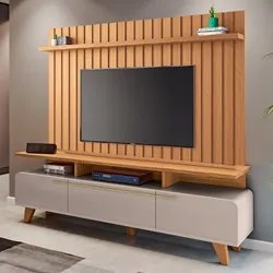 Painel para TV 70 Pol Ripado 2.0 e Rack Bancada Amago H01 Off White/Ci