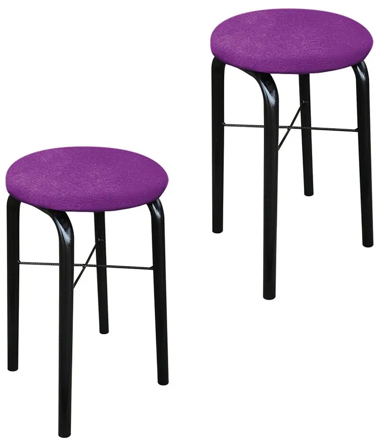 Kit 02 Banquetas Baixa Manu Suede - Roxo