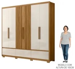 Guarda Roupa Casal 6 Portas 5 Gavetas 240cm Arizona Z17 Freijó/Off Whi