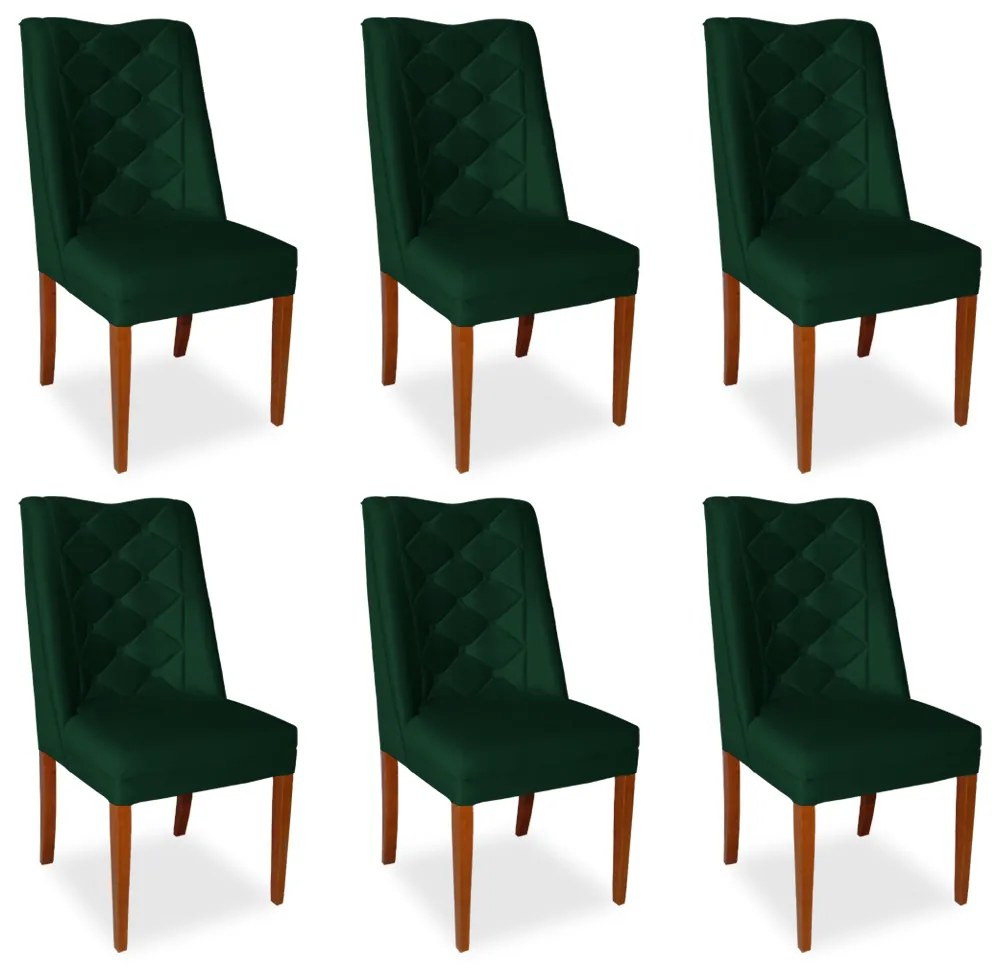 Kit 6 Cadeiras de Jantar Micheli Suede Verde Bandeira