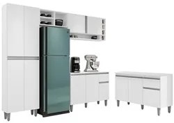 Cozinha Compacta Vanessa e Balcão Gabinete Com Tampo Tatiane 120cm Bra
