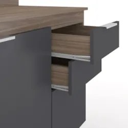 Armário de Cozinha Com Tampo CP10 180cm Pérola Freijó/Grafite Z34 - Mp