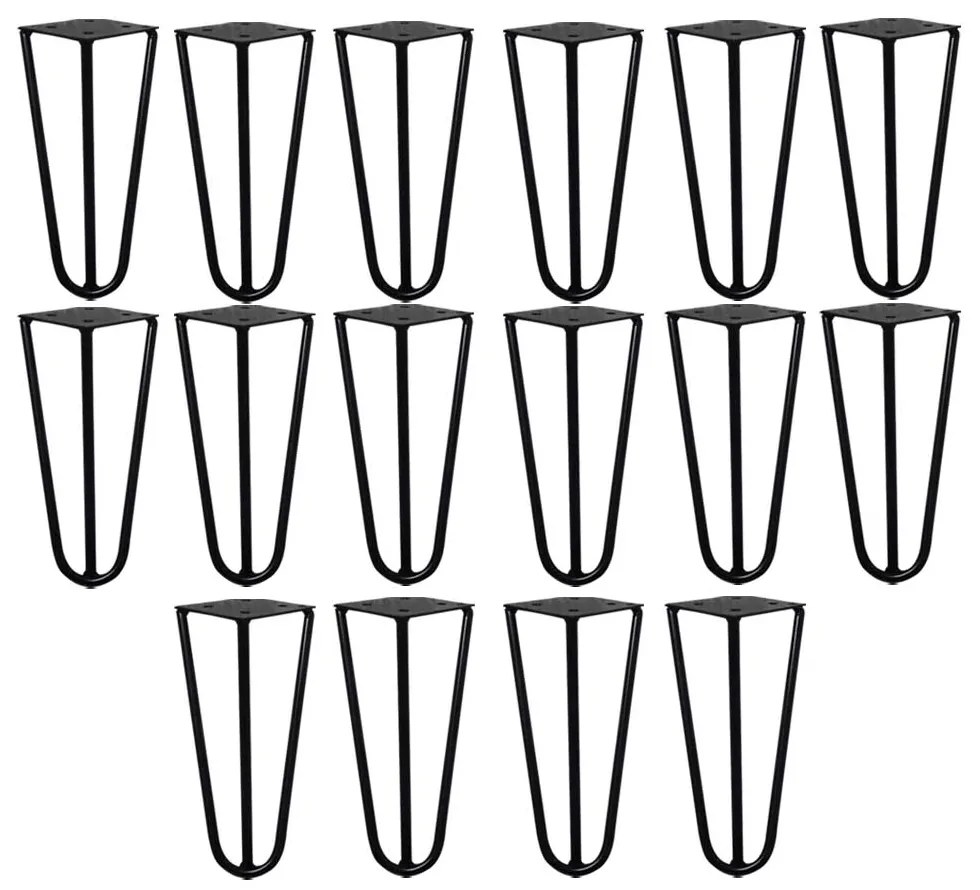 Kit 16 Pés de Metal 15 CM Hairpin Legs Mesas de Centro Puffs Preto G41