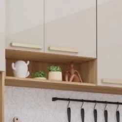 Armário Cozinha 5 Peças CP02 Com Tampo Nádia Mocca/Avelã L01 - Mpozena