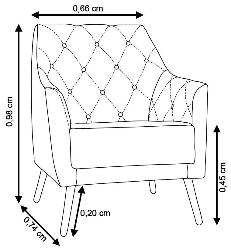 Kit 2 Poltronas Atena Decorativa Botonê Pés Palito Veludo Telha