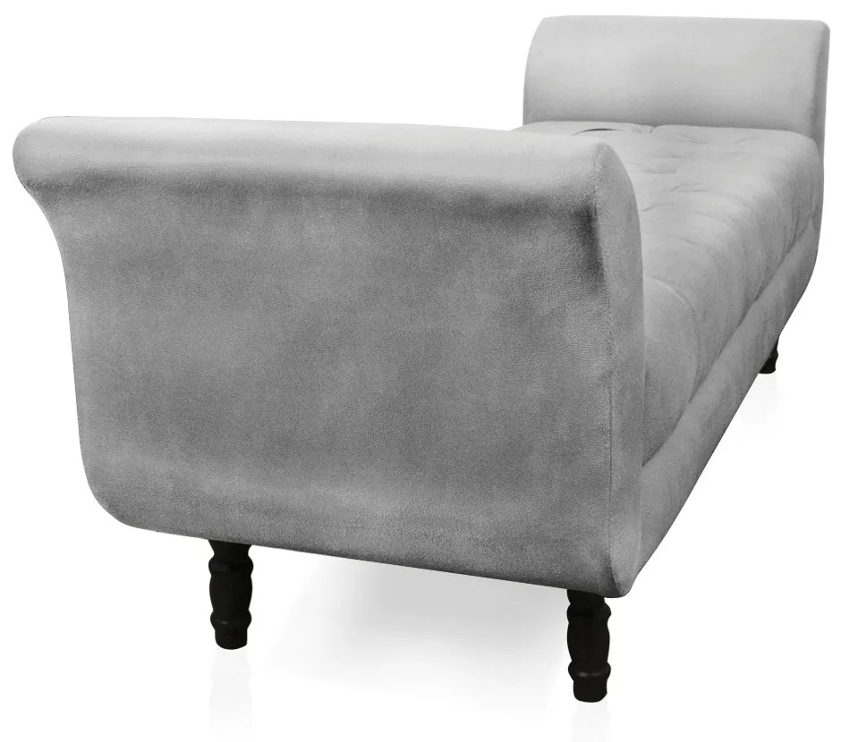 Recamier Olinda Suede 160 cm Pés Torneados Tabaco - D'Rossi - Cinza