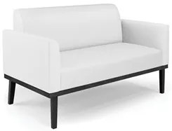 Sofá Namoradeira e 2 Poltronas Base Madeira Preto Maressa Sintético Br