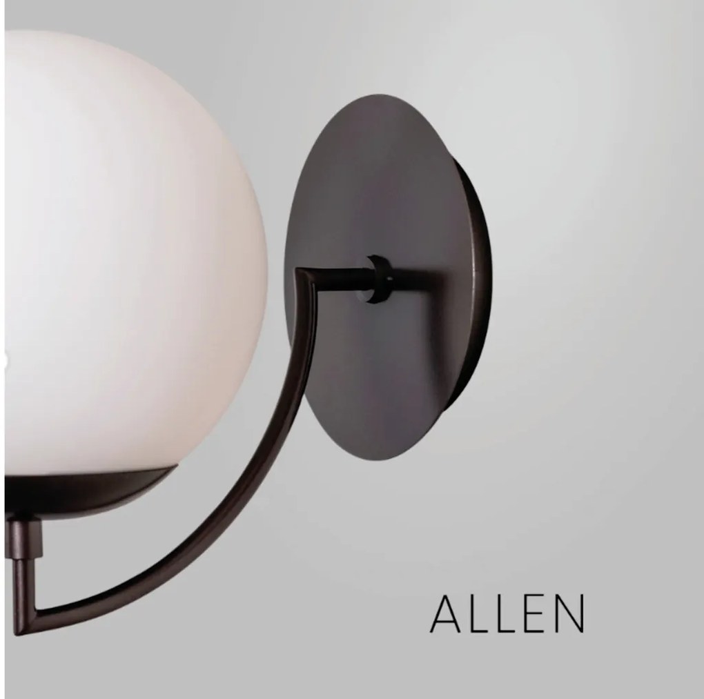Arandela Allen 20X27,2X24,9Cm 1Xe27 Alumínio E Globo Ø20Cm - Usina 250... (BT - Branco Texturizado, FOSCO)