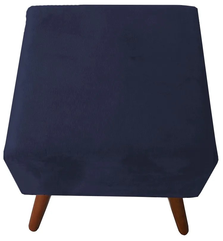 Puff Decorativo Quadrado Malu com Pés Palito Suede Azul Marinho
