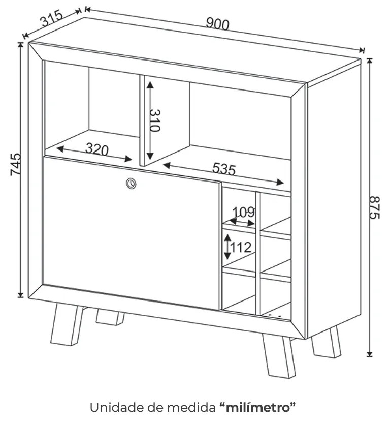 Adega Bar Grande para Sala de Estar Decorativa AD5002 MDP Rustico G69 - Gran Belo