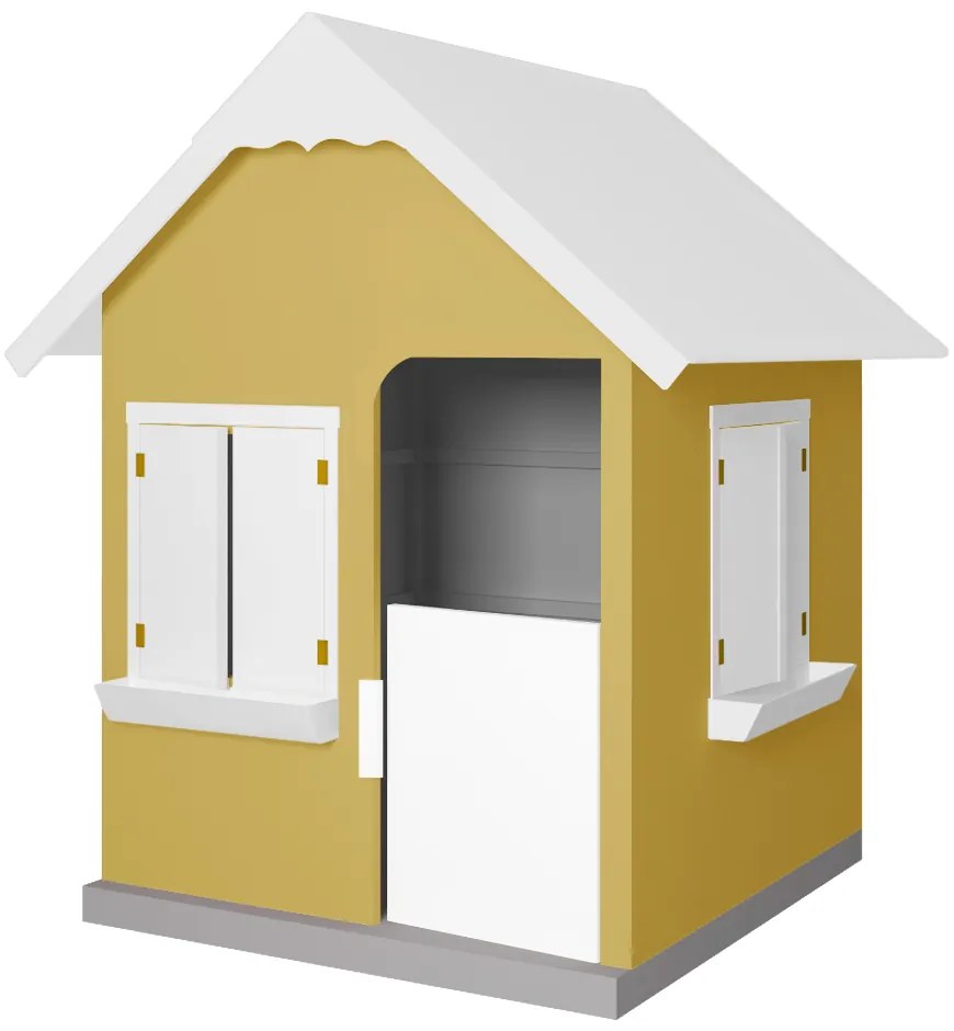 Casinha De Brinquedo Com Floreiros MDF Amarelo/Branco L12 - Gran Belo