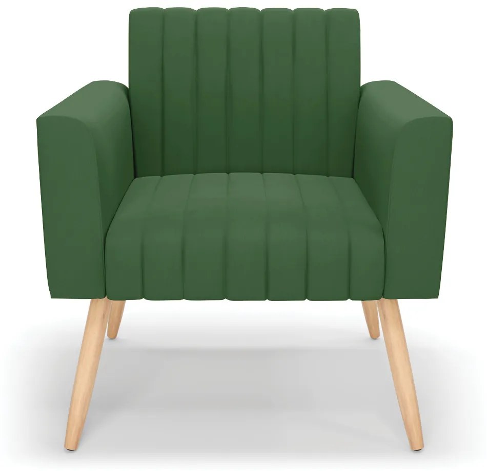Poltrona Viena Gomada Suede Verde Pés Palito Natural - D'Rossi