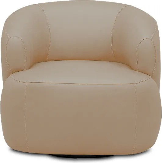 Poltrona Decorativa Verona Sala de Estar Base Giratória em Aço Couro Nude G88 - Gran Belo