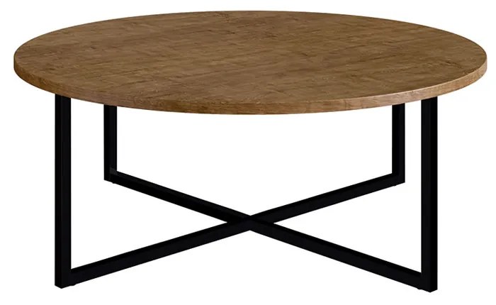 Mesa de Centro Baixa Estilo Industrial Vermont Base Metálica Preto A05 - D'Rossi