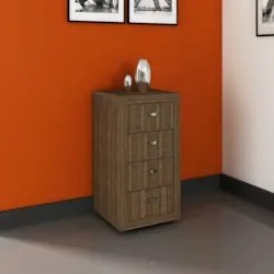 Gaveteiro Escritório 38,5cm 4 Gavetas Nogal   - Tecno Mobili