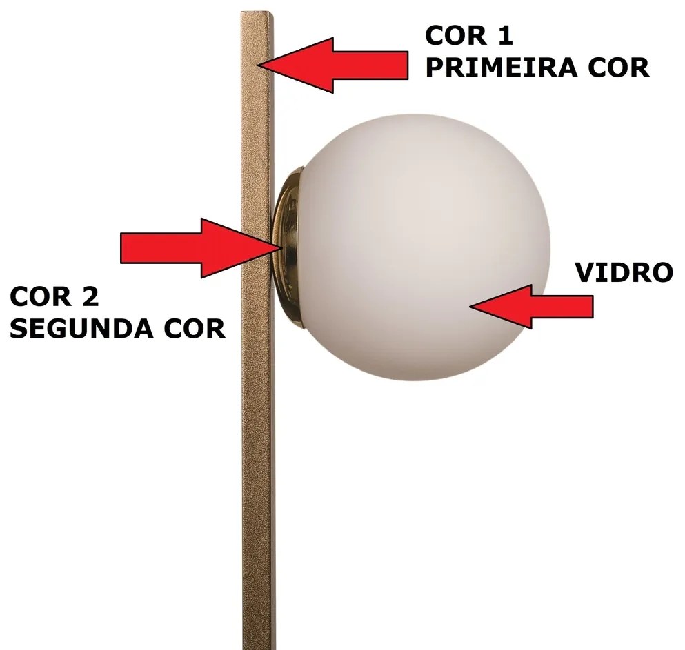 Abajur Dama Ø15X53Cm 1Xg9 / Globo Ø12Cm | Usina 16809/1 (GF-M Grafite Metálico, FOSCO)