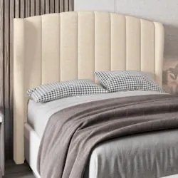 Cabeceira Casal Cama Box 140cm Glenda Z04 Linho Bege - Mpozenato