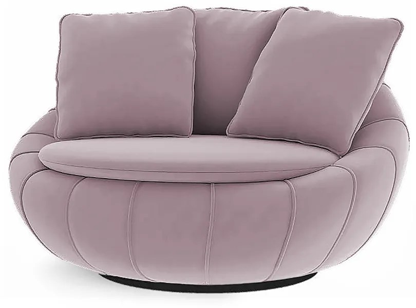 Poltrona Decorativa Redonda Giratória Glória Veludo Rosê - Sheep Estofados - Veludo Rosê
