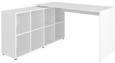 Mesa Escrivaninha em L Eron e Estante Livreiro 90x187cm Lean A06 Branc