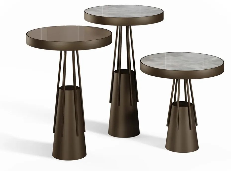 Mesa Lateral Individual Lecrés Redonda Base Cônica Metálica com Tubos
