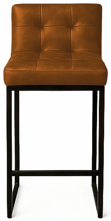 Banqueta Cozinha Alta com Encosto Industrial Preto Lirina PU C05 - D'Rossi - Whisky